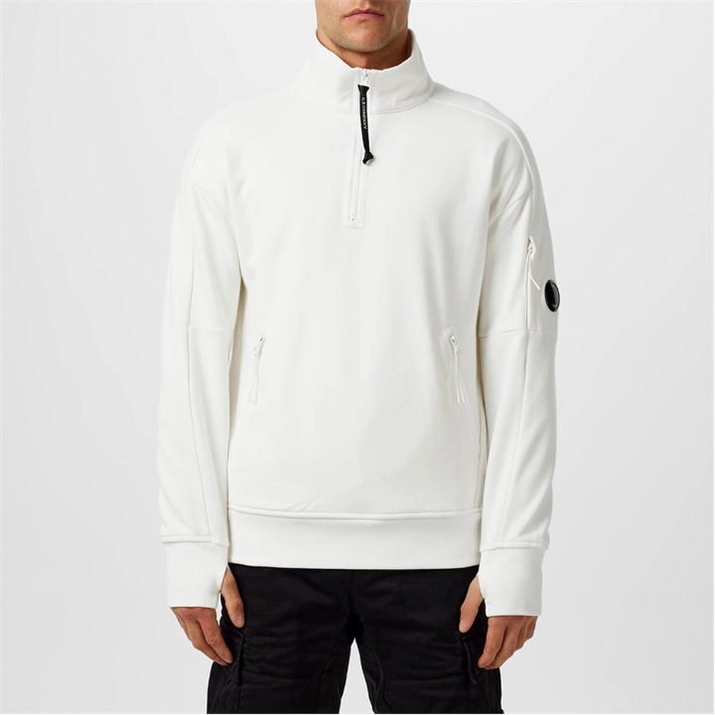 CP Company Men's Lens Quarter-Zip Fleece Top - White